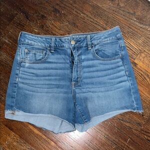 American Eagle Outfitters Blue Jean Shorts High-Waisted Cuffed